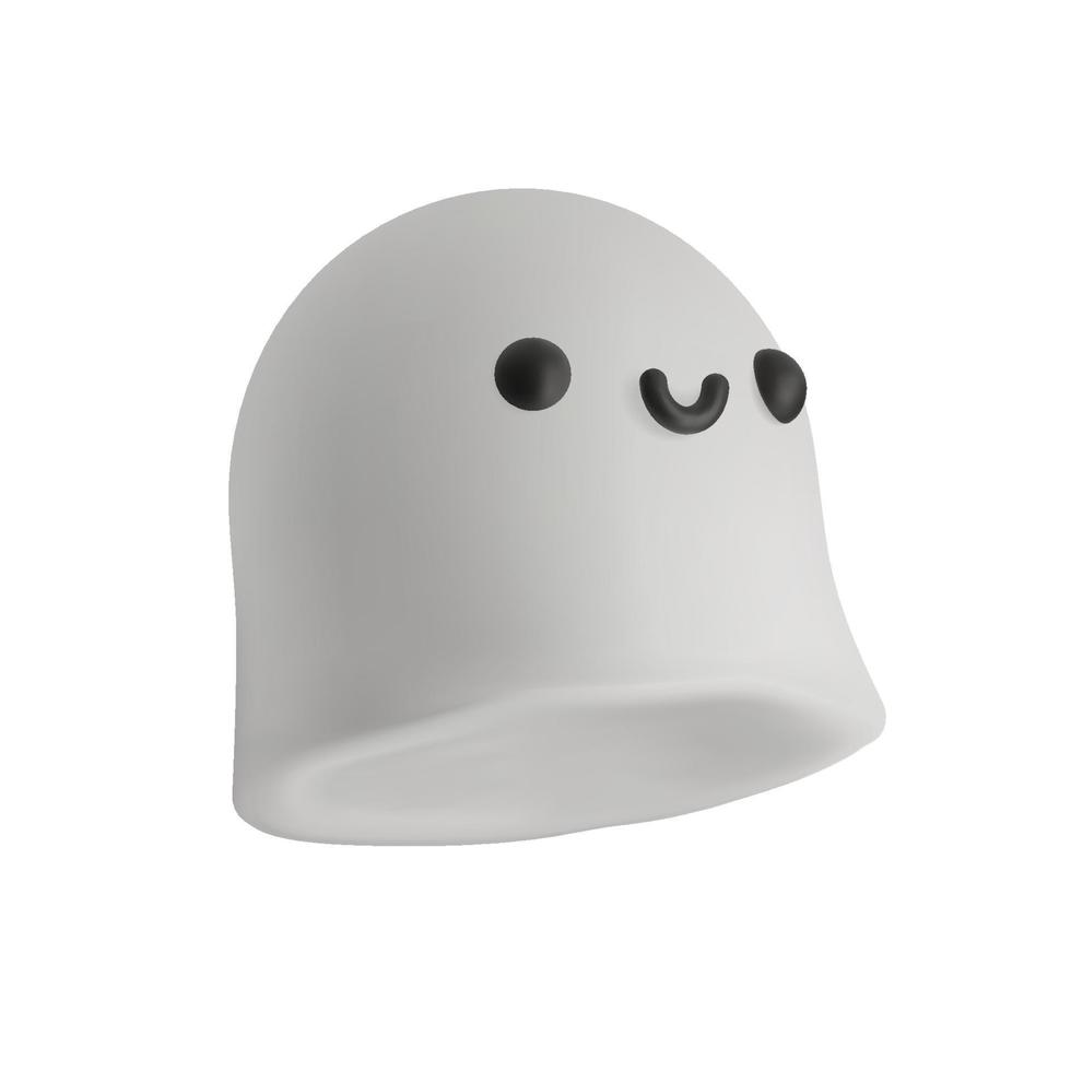 lindo fantasma 3d de dibujos animados. carácter vectorial realista para halloween. vector