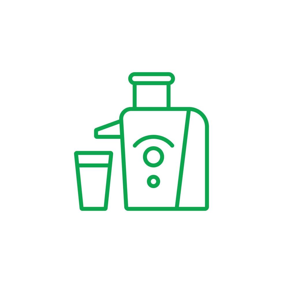 eps10 vector verde exprimidor icono de línea abstracta aislado sobre fondo blanco. exprimidor de jugo o símbolo de contorno en un estilo moderno y plano simple para el diseño de su sitio web, logotipo y aplicación móvil