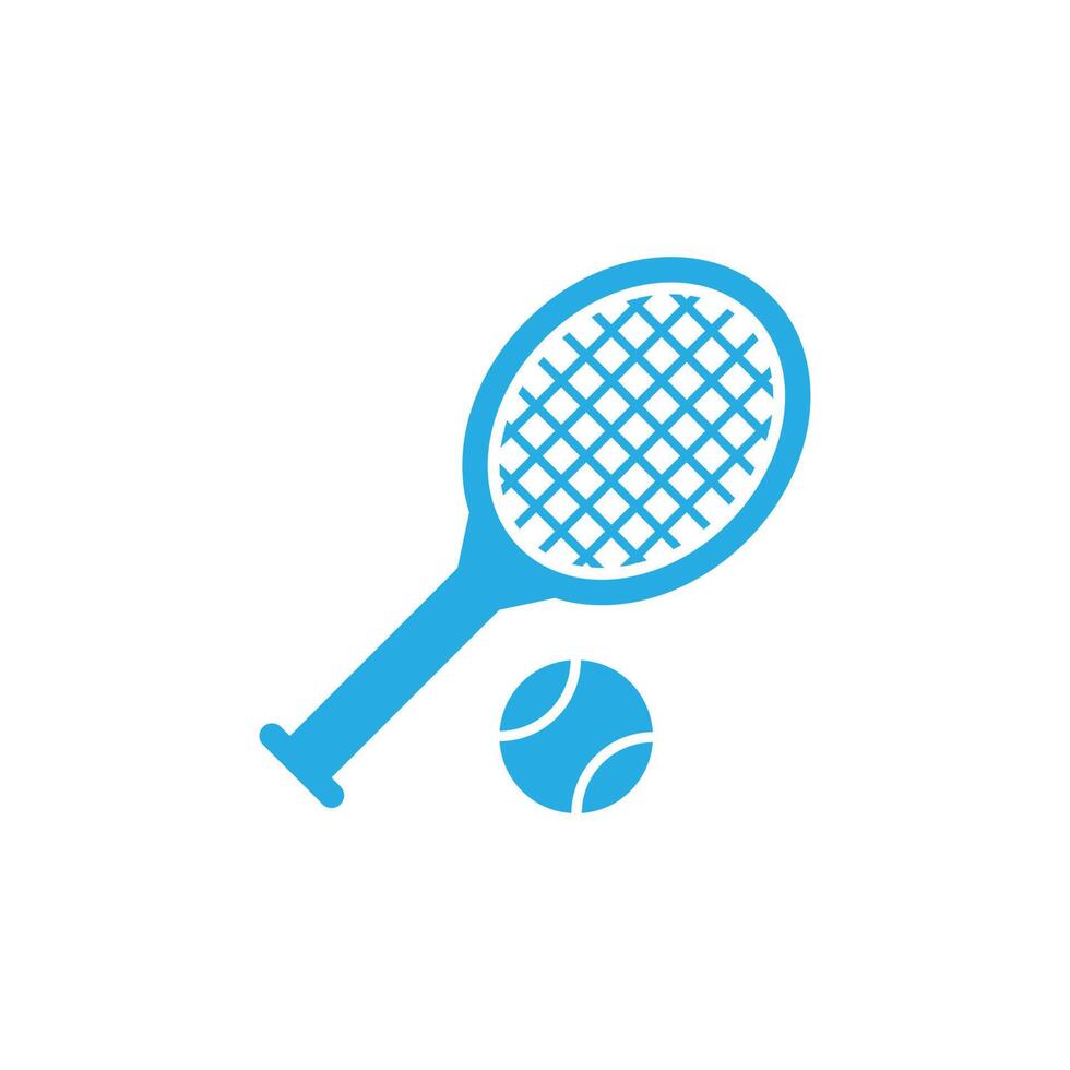 eps10 vector azul pelotas de tenis y raqueta de tenis icono de arte abstracto aislado sobre fondo blanco. símbolo deportivo en un estilo moderno y sencillo para el diseño de su sitio web, logotipo y aplicación móvil