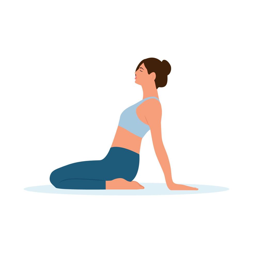 mujer haciendo ejercicios de yoga. estilo de vida saludable.meditación.ilustración vectorial vector