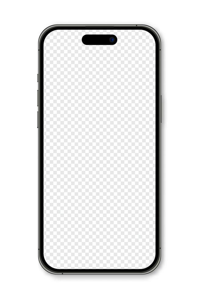 Realistic model smartphone. Smartphone mockup. Device front view. 3D mobile phone with shadow. Vector illustration