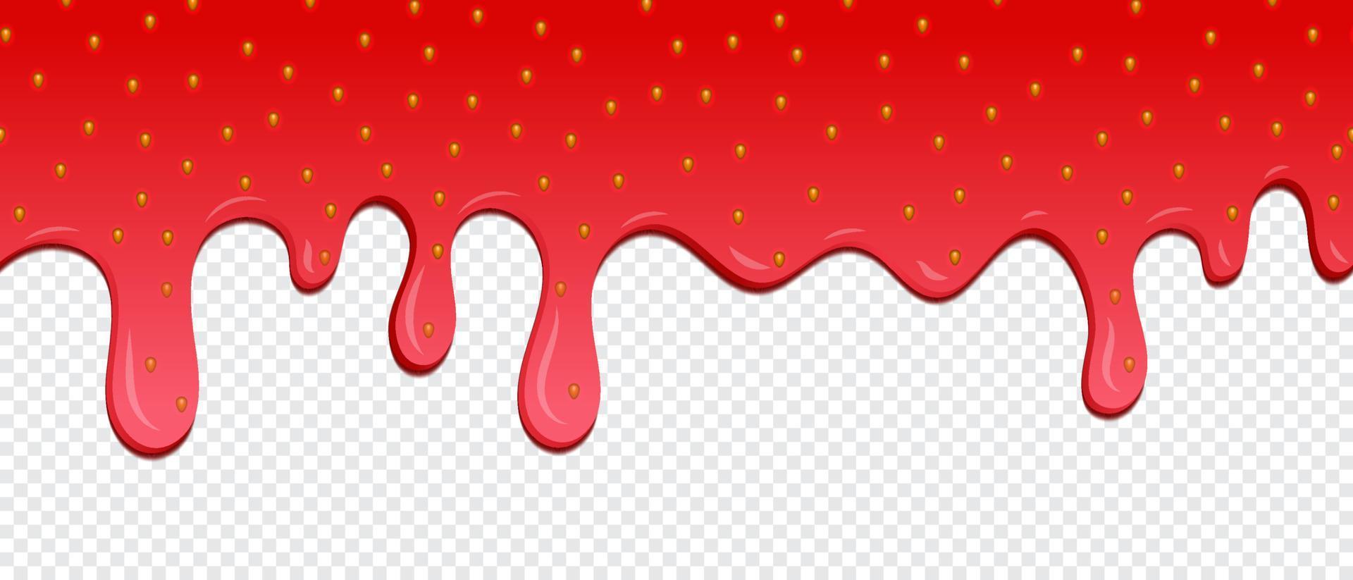 Realistic drops of strawberry jam. Strawberry background jam vector dripping drop splash texture. Drips of strawberry jam. Sweet background. Vector illustration