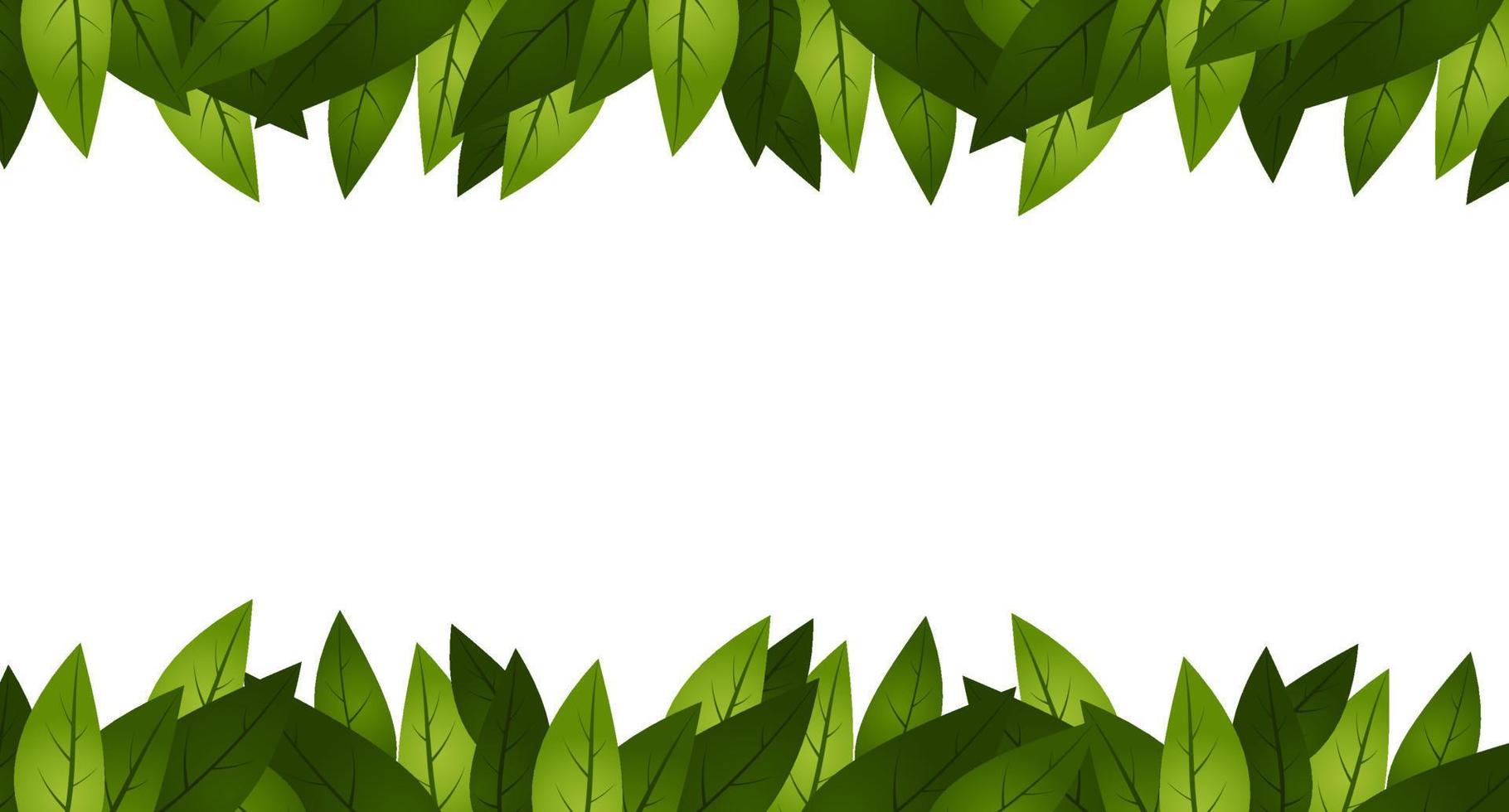 Tropical leaves frame. Corners with green leaves. Frame with green leaves. Green leaves nature frame layout. Fresh green leaves. Vector illustration