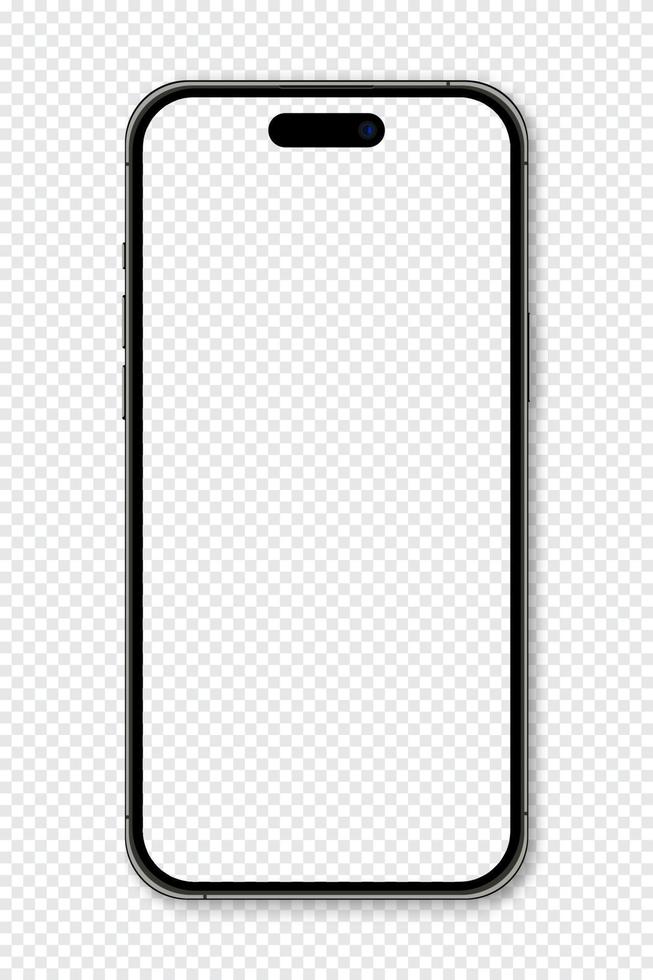 Realistic model smartphone. Smartphone mockup. Device front view. 3D mobile phone with shadow. Vector illustration