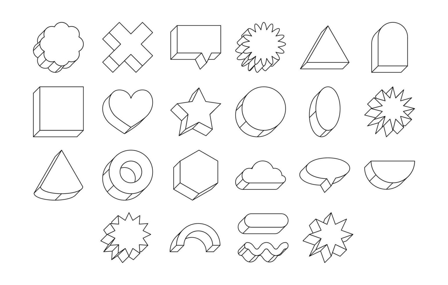 Memphis geometric abstract line form set. Trendy, hipster collection vector