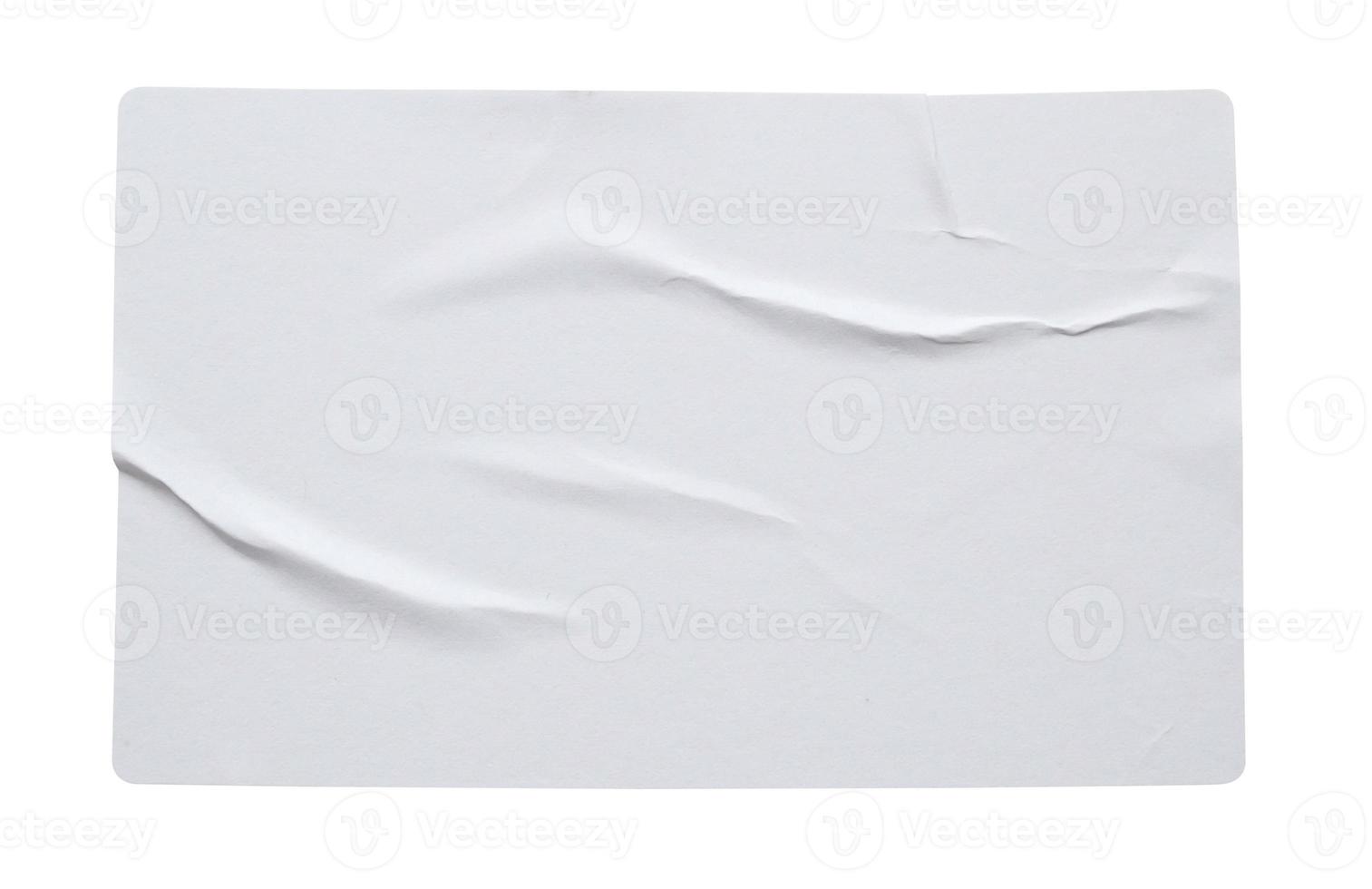 Blank paper sticker label texture isolated on white background photo