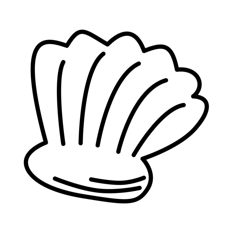 Funny sea shell in hand drawn doodle style. Cute underwater animal. Vector illustration.