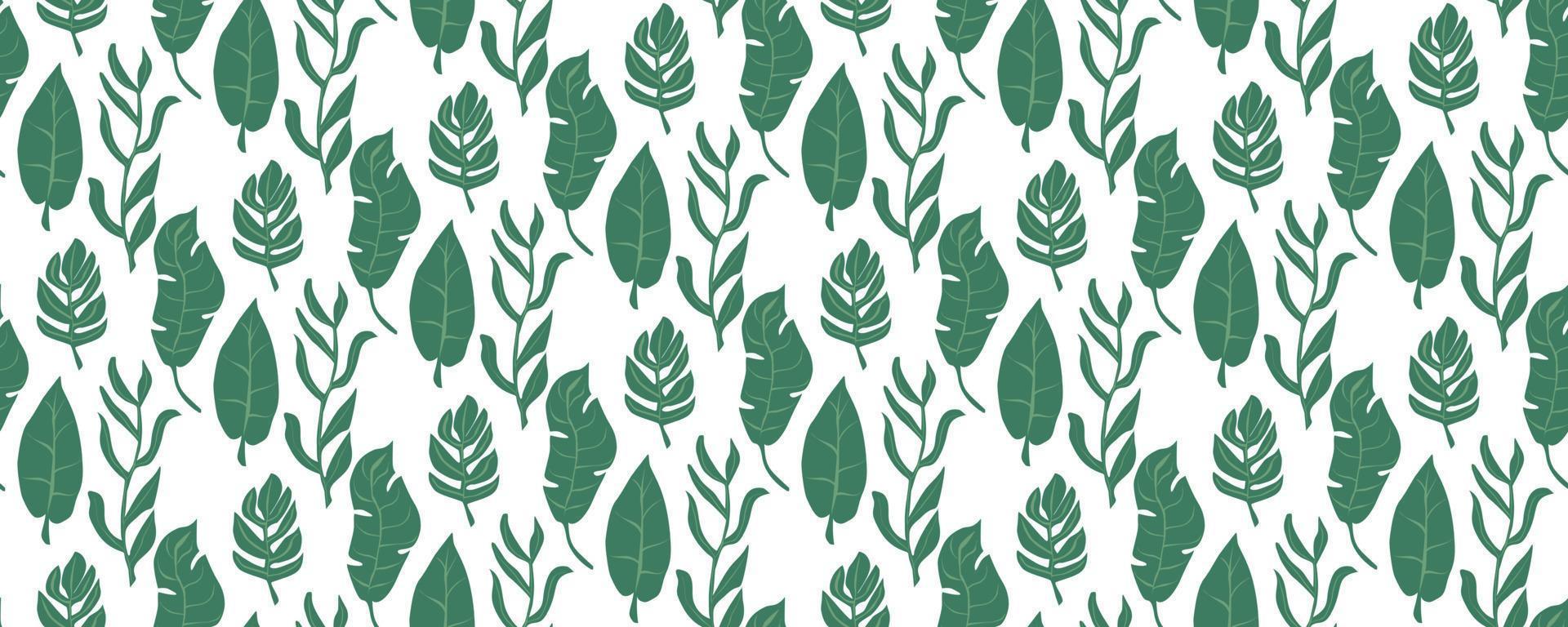 Seamless green leaves pattern vector illustration. Nature background for wallpapers, fabric design. Endless floral backdrop.