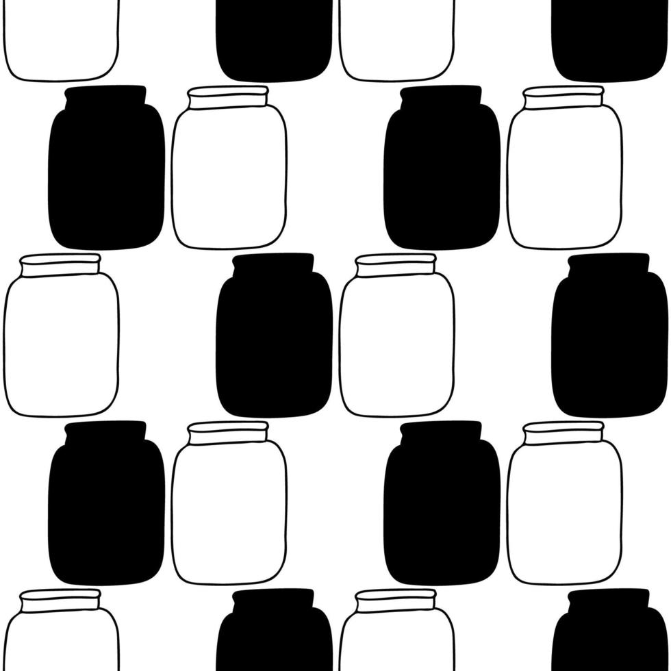 Seamless pattern with illustration of black and white jars on a white background vector