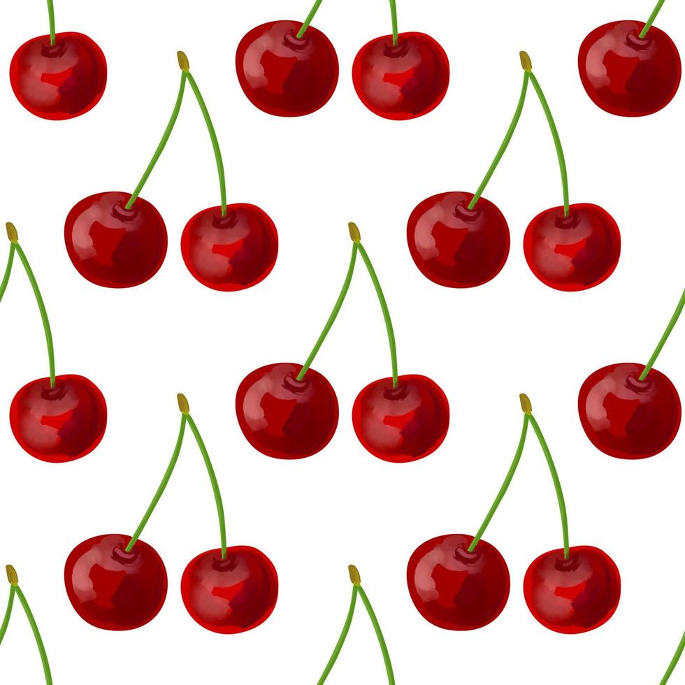 Seamless pattern with red cherries on a white background vector