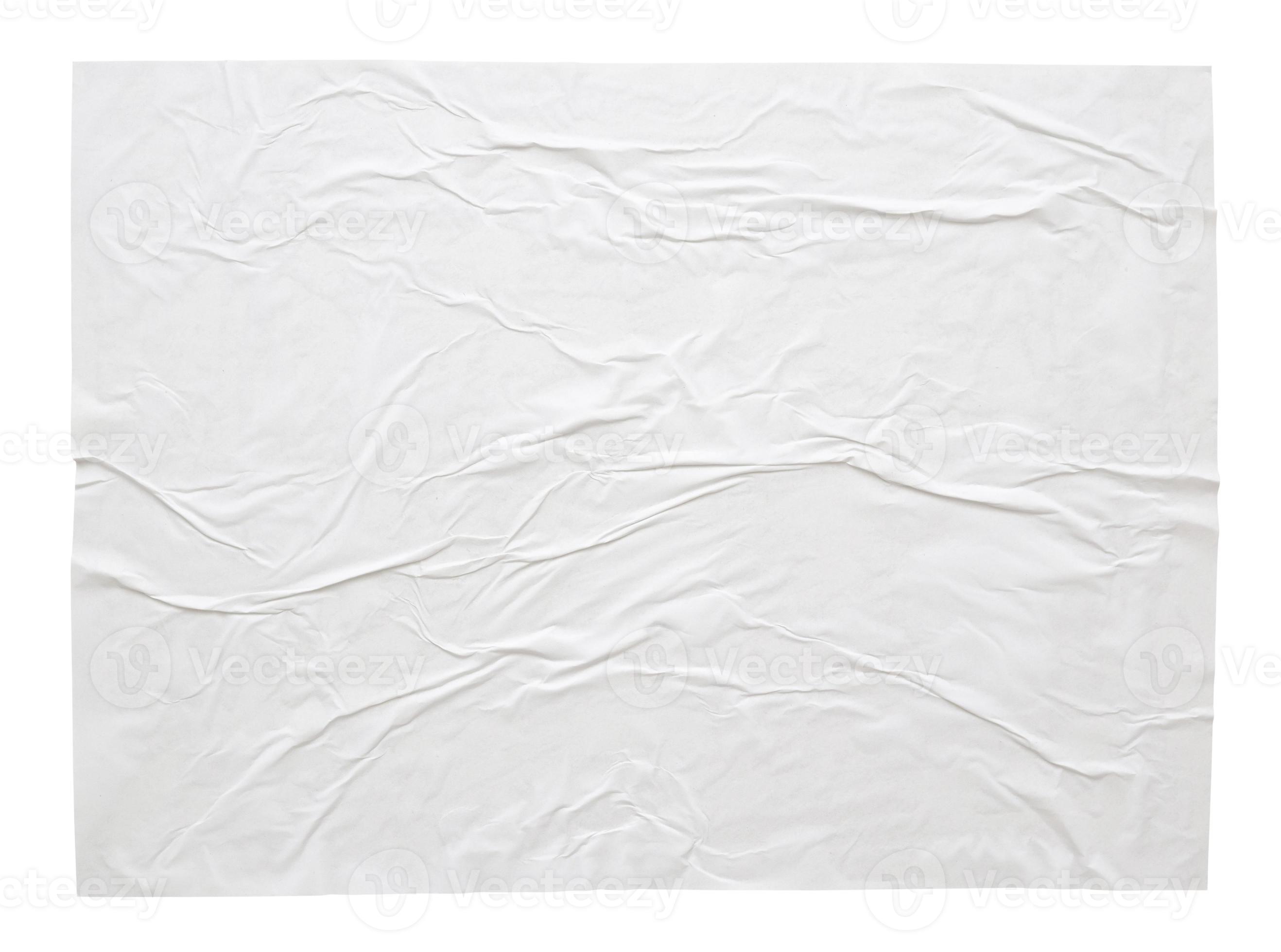 Blank white crumpled and creased paper sticker poster texture isolated