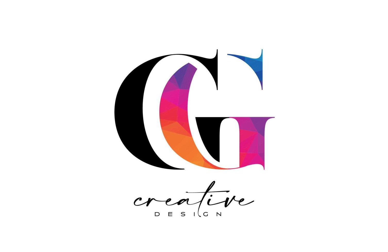 GG Letter Design with Creative Cut and Colorful Rainbow Texture vector