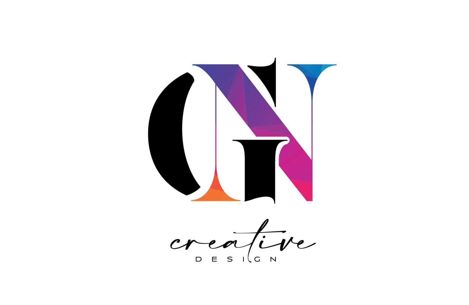GN Letter Design with Creative Cut and Colorful Rainbow Texture vector