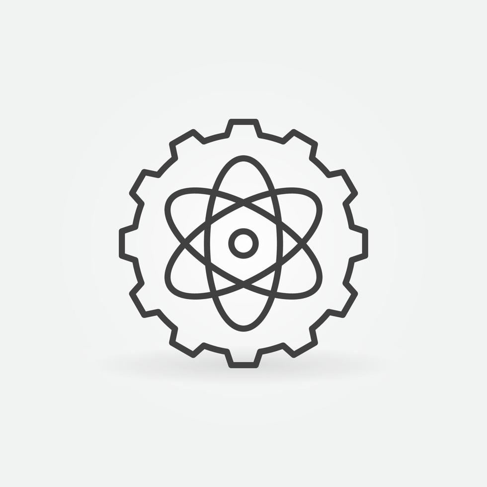 Gear with Atom outline vector Nuclear Power concept icon