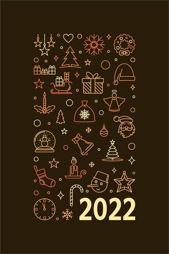 cartel de vector de feliz navidad y feliz año nuevo 2022