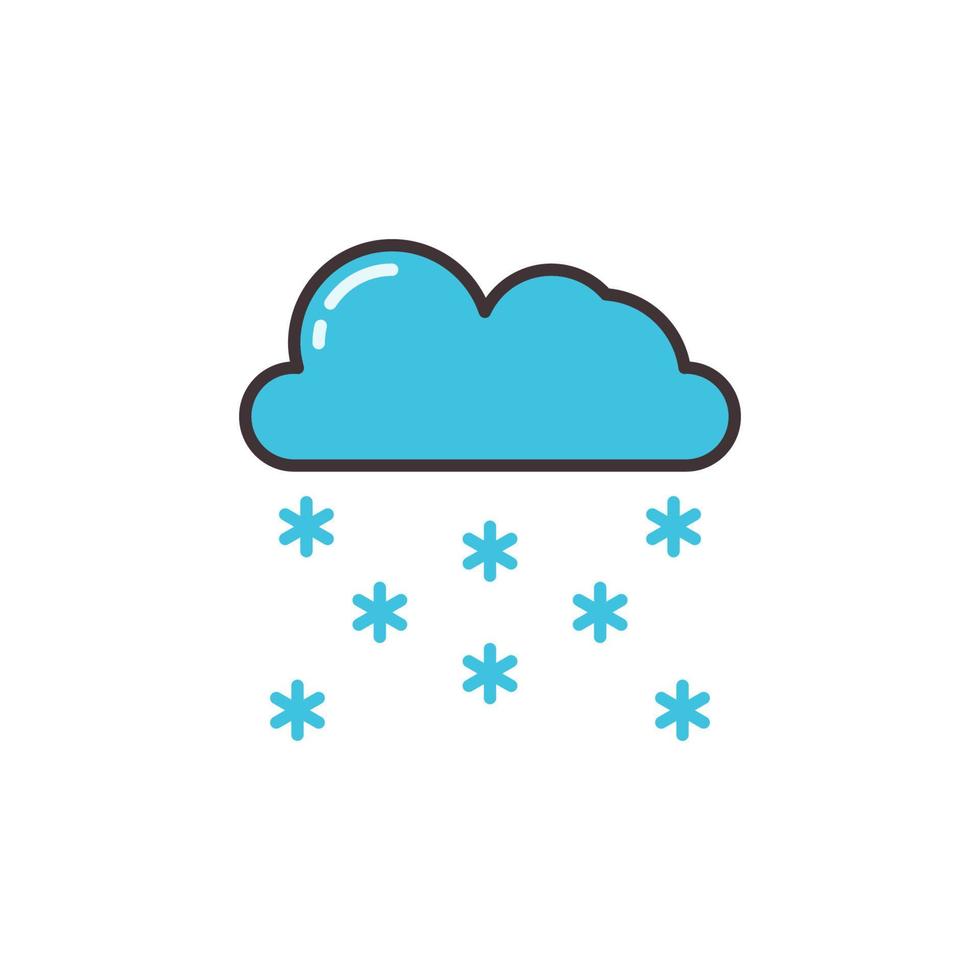 Blue Cloud with Snow icon - Snowy Weather vector sign