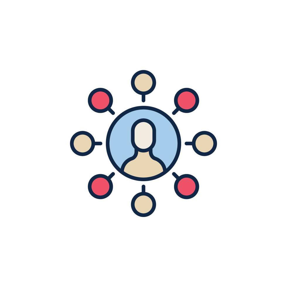 Man and Many Circles vector Social Network colored icon