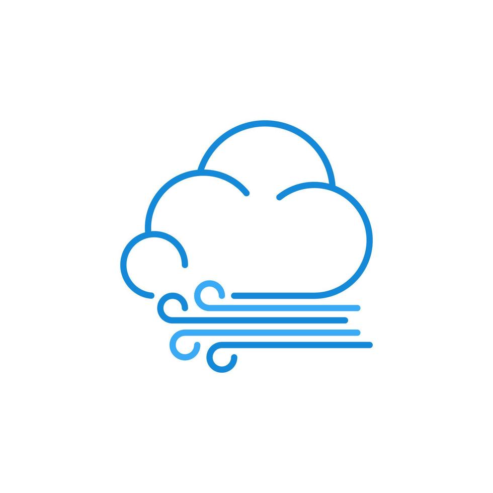 Wind and Cloud vector Meteorology outline blue icon