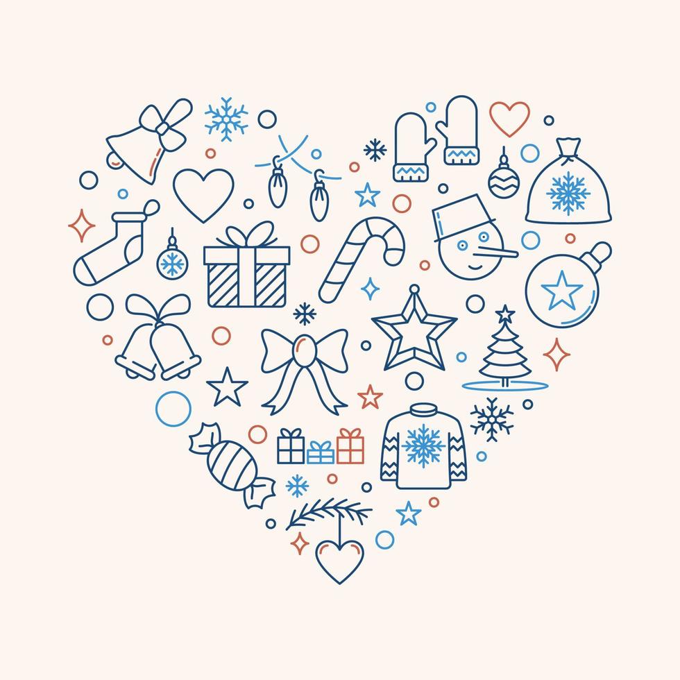 Merry Christmas Heart Shaped illustration - Happy New Year creative banner vector