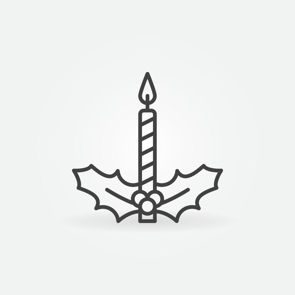 Christmas Candle with Mistletoe vector concept line icon