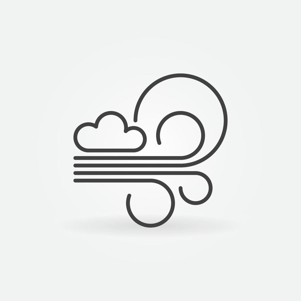 nube con icono de vector de contorno de brisa. símbolo lineal de viento