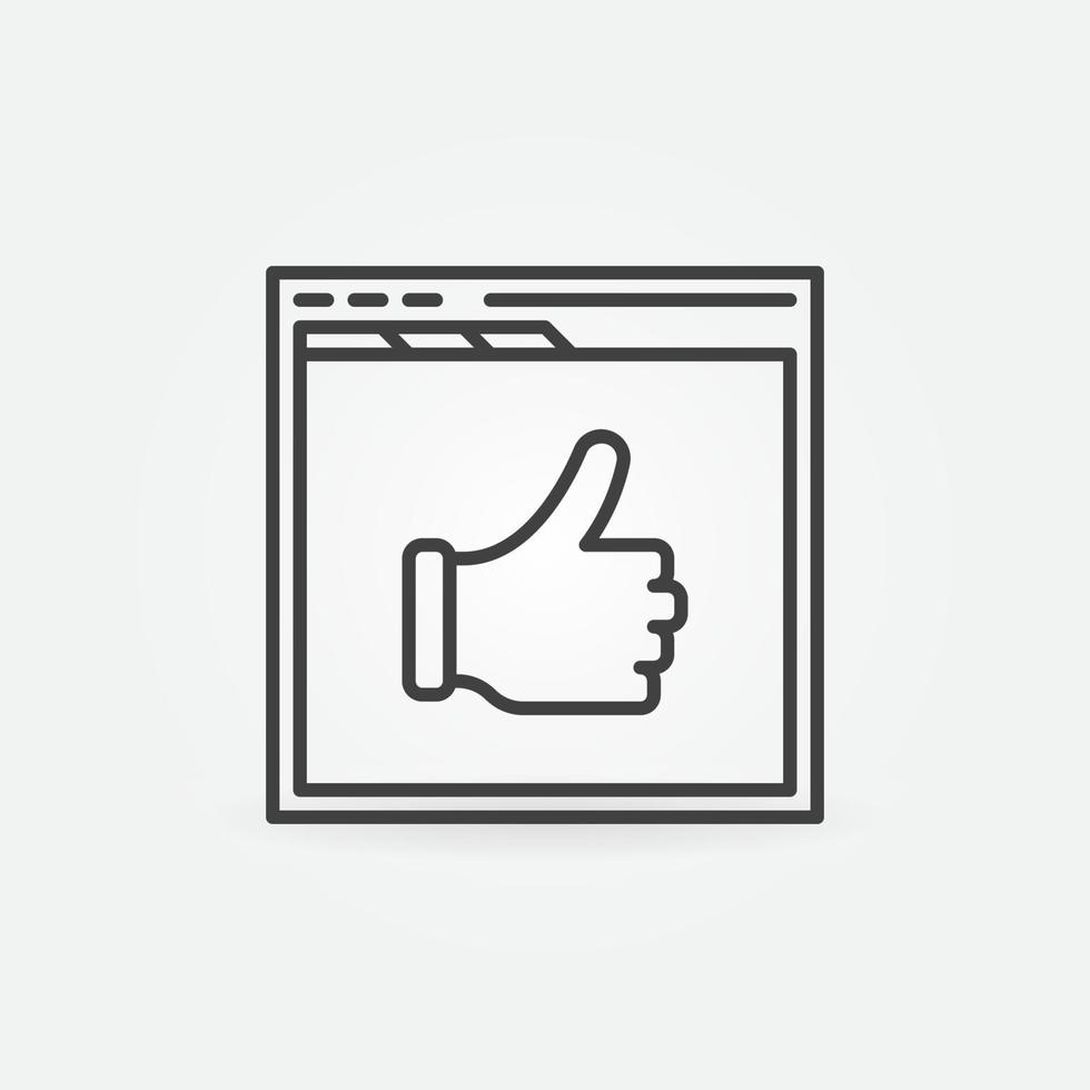 Web Page with Thumbs Up vector concept line icon