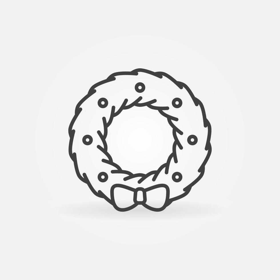 Christmas Wreath linear vector concept icon or logo