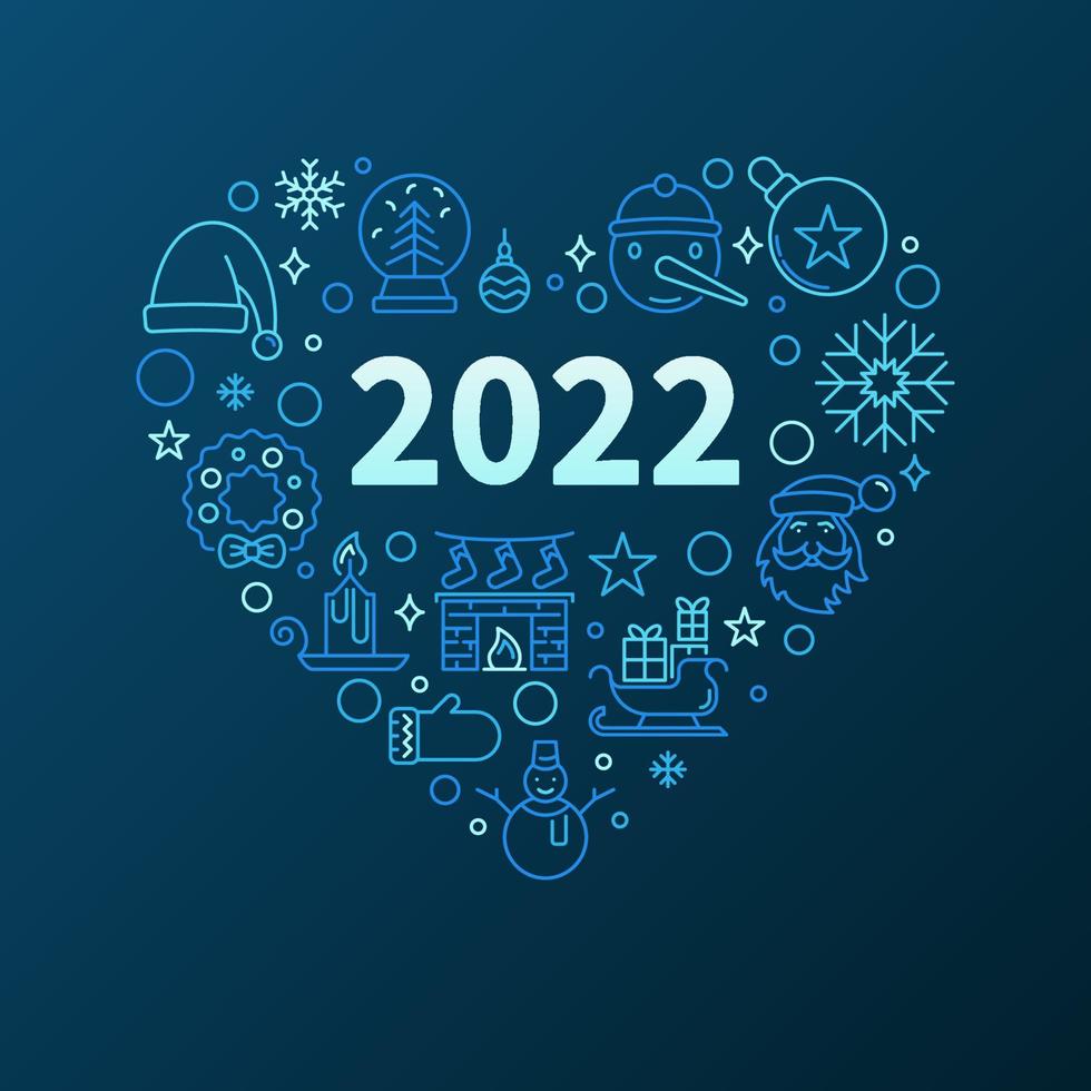 2022 New Year Banner with Round outline blue design vector