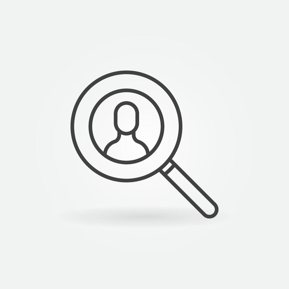 Man in Magnifier vector People Search concept line icon