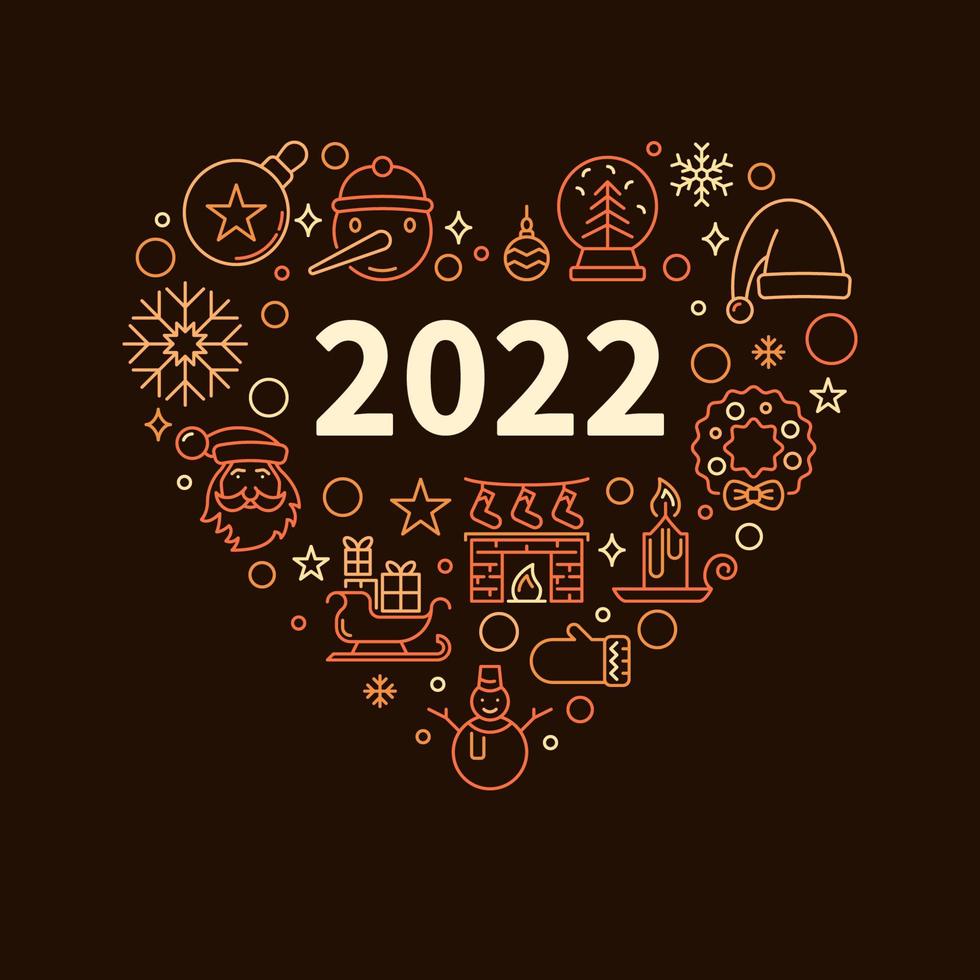 New 2022 Year Banner Round outline creative vector design