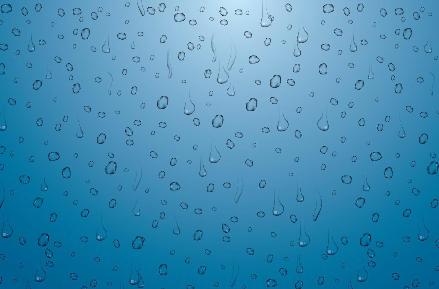 gotas de agua realistas sobre fondo azul. vector