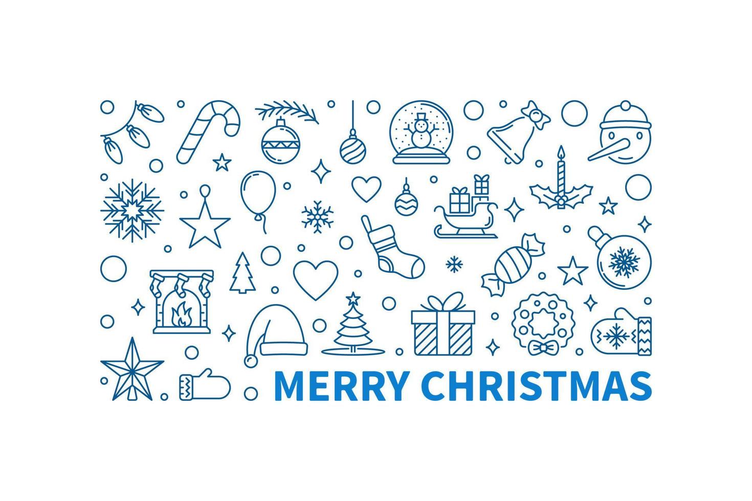 Merry Christmas Greeting Card with line horizontal design vector