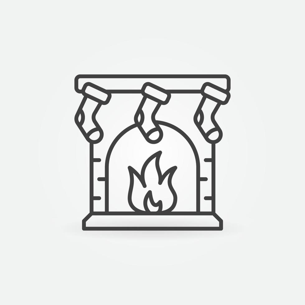 Christmas Fireplace vector thin line concept icon or sign