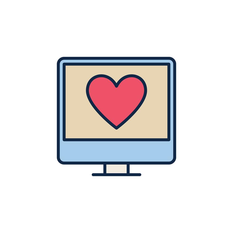 Desktop Computer with Heart vector concept colored icon