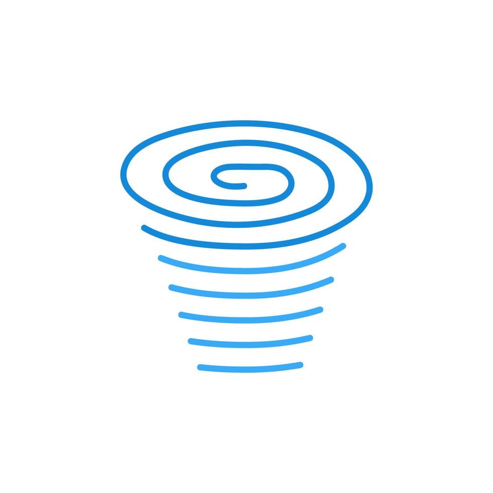 Tornado blue line vector icon - Hurricane linear symbol