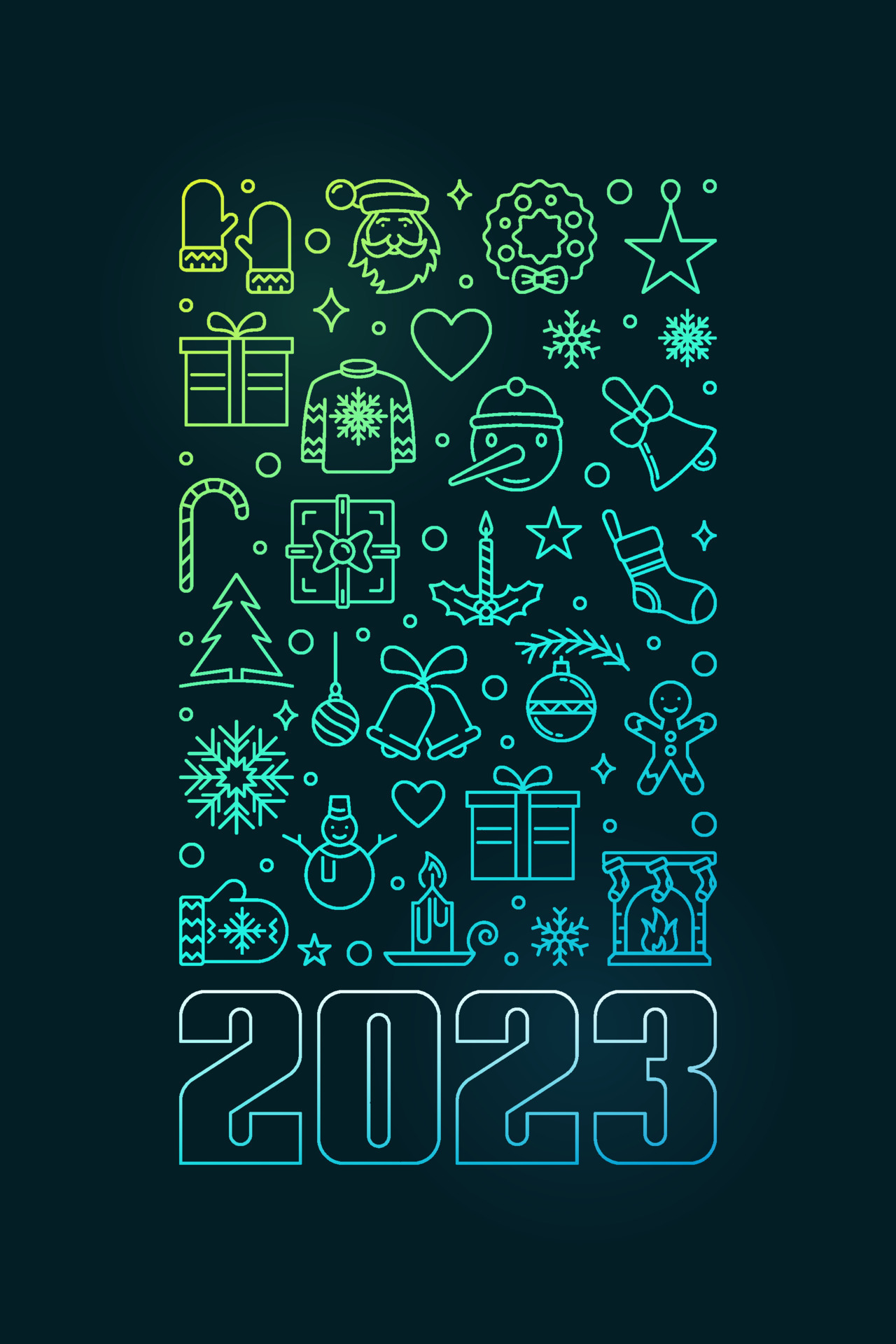 Merry Christmas and Happy 2023 New Year vector concept colorful