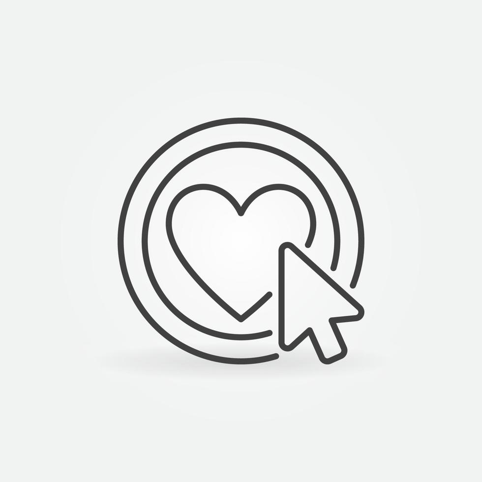 Mouse Click or Cursor on Heart vector Like concept line icon