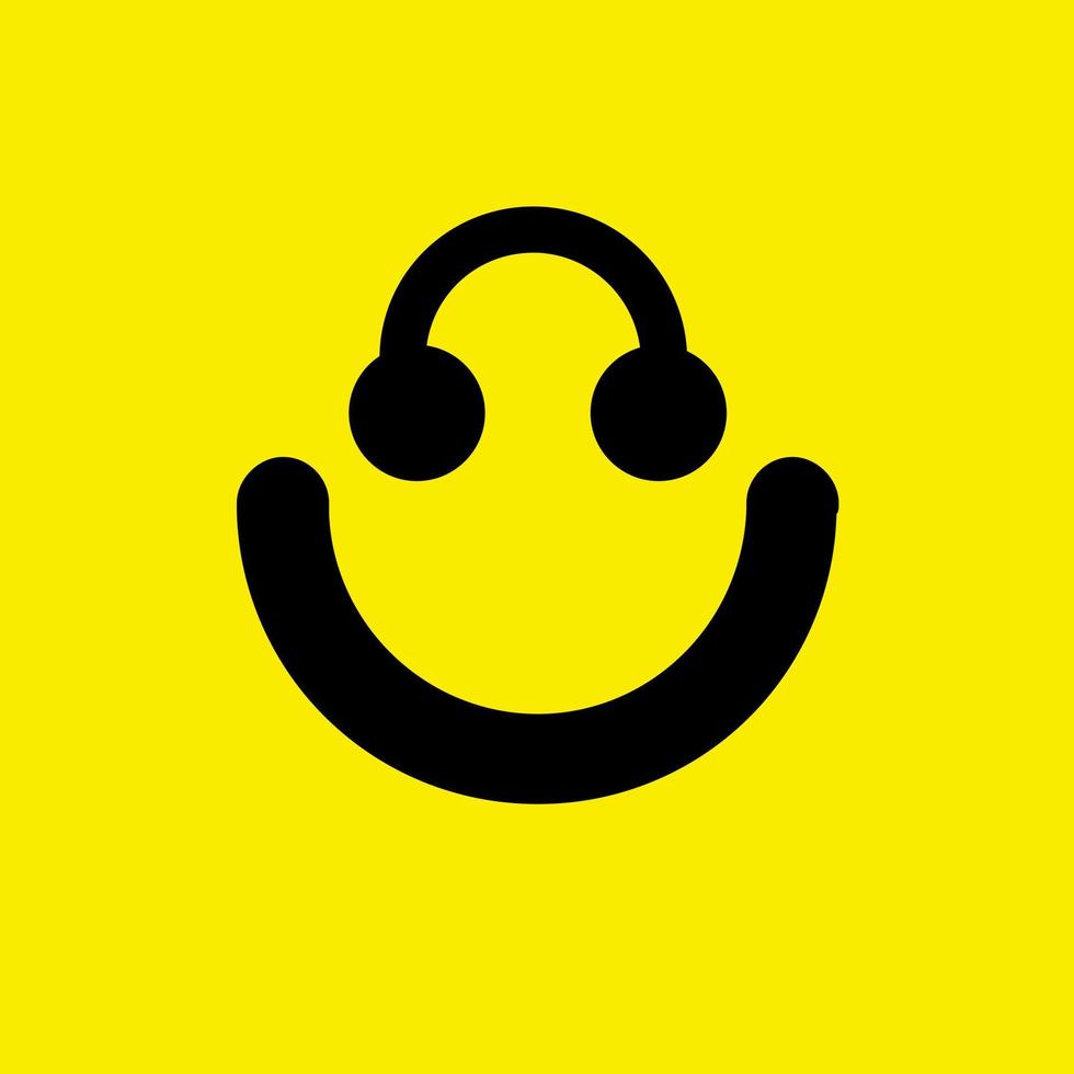 a mix of a smiling mouth with a headphone that looks like eyes vector