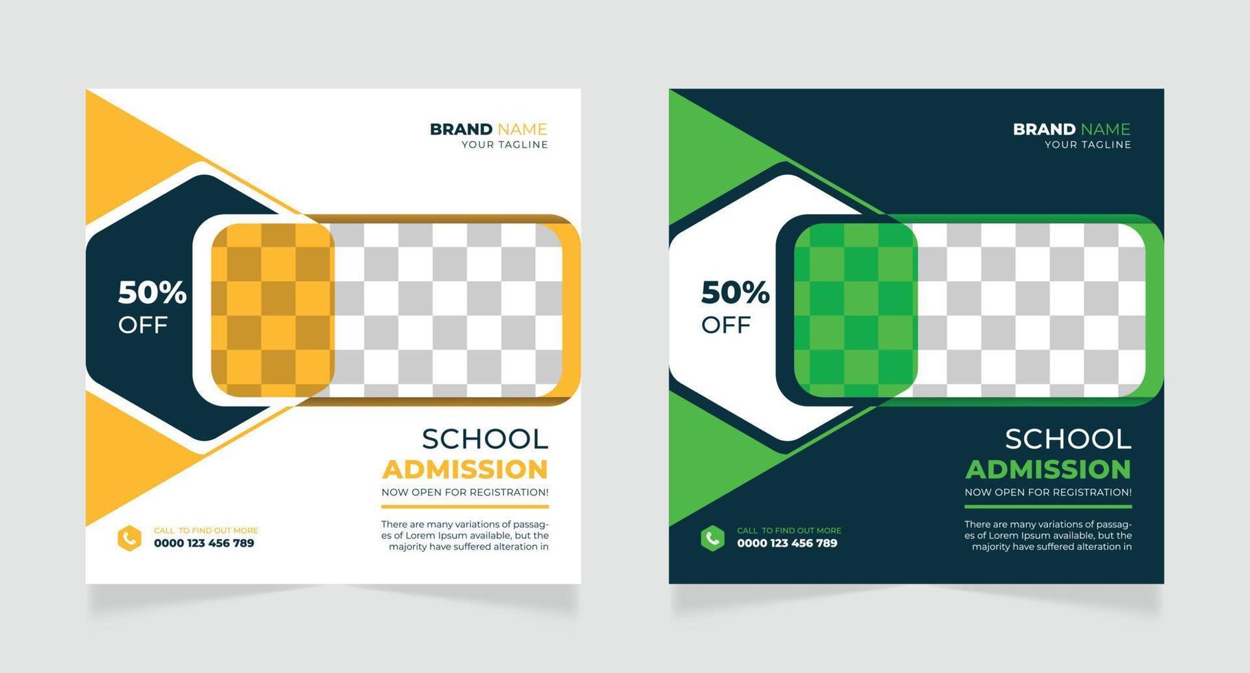 School education admission social media post or back to school admission web banner template vector