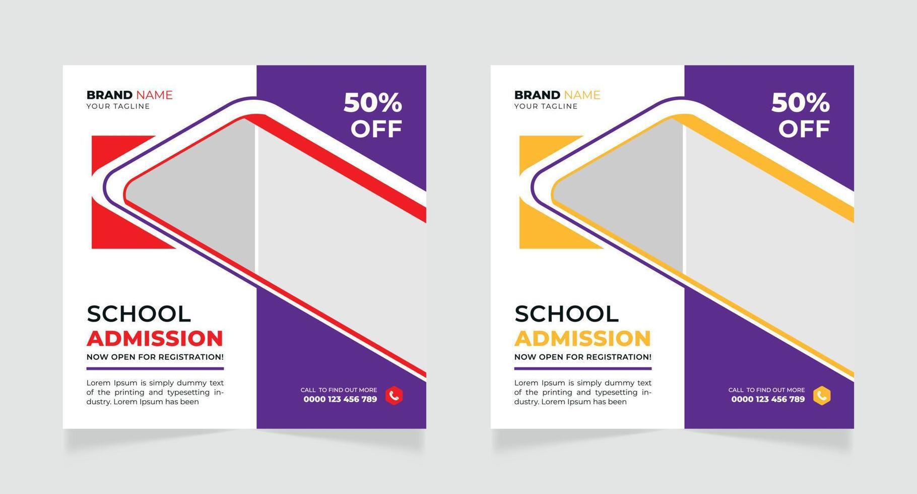 School education admission social media post or back to school admission web banner template vector