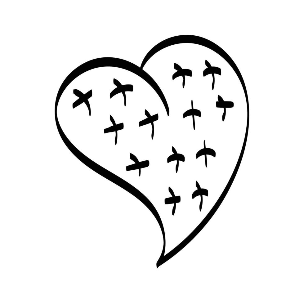 Handdrawn rough marker hearts isolated on white background vector