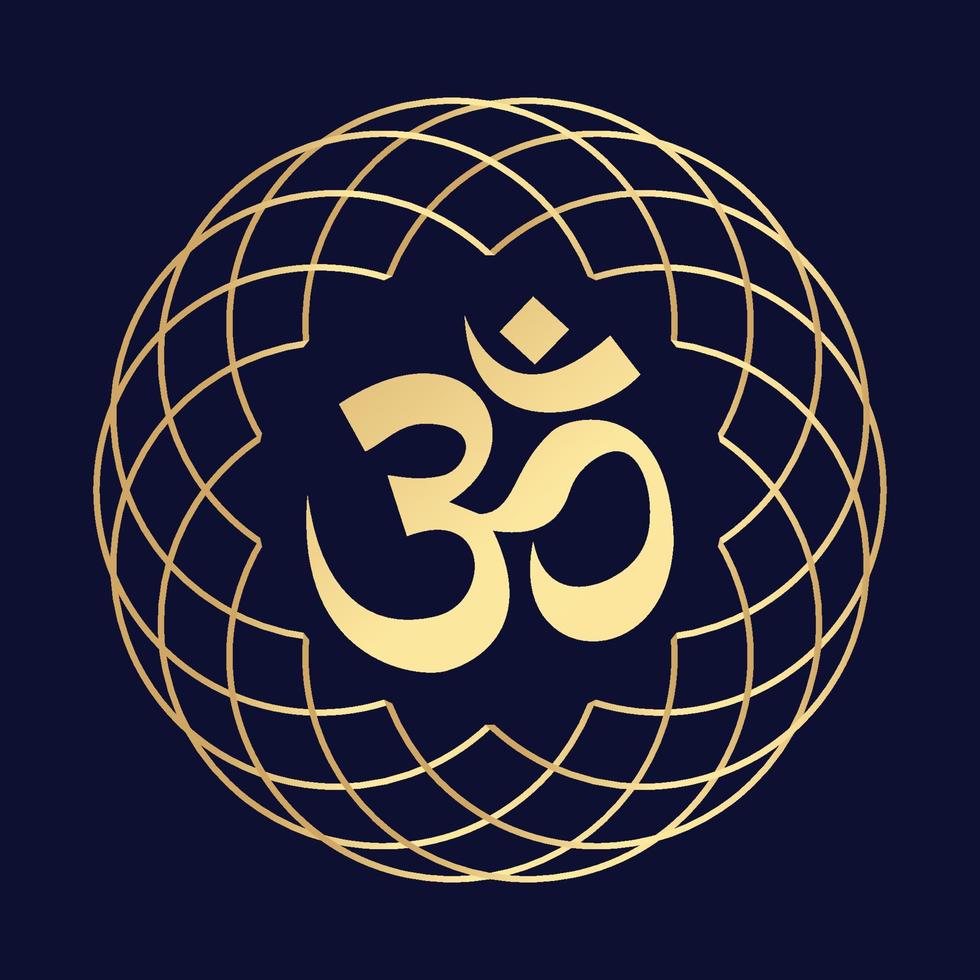 símbolo hindú om en círculo geométrico vector