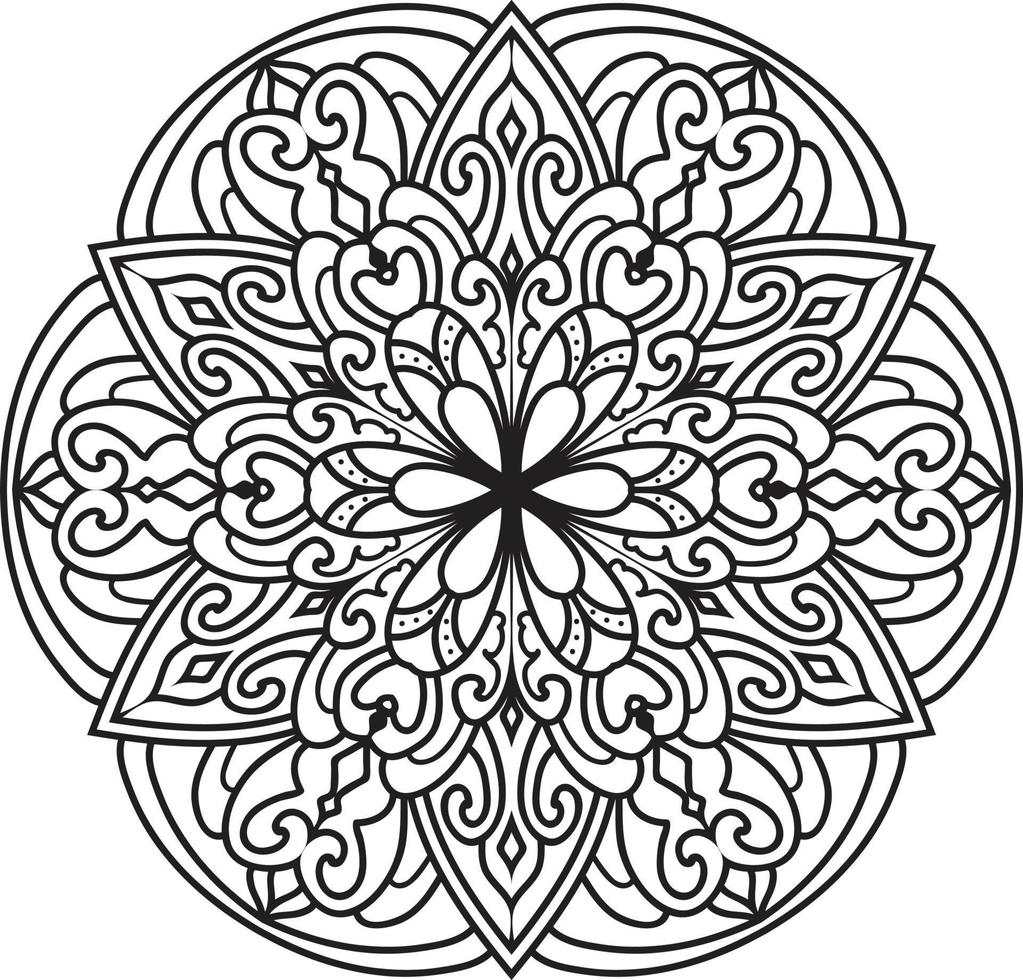 Mandala pattern art background Black and White vector