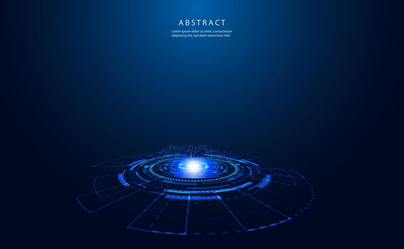 Abstract Circle Digital Circuit Concept Light Circle Network Blue Digital Copy Space for Text Wallpaper Background Futuristic Modern. vector