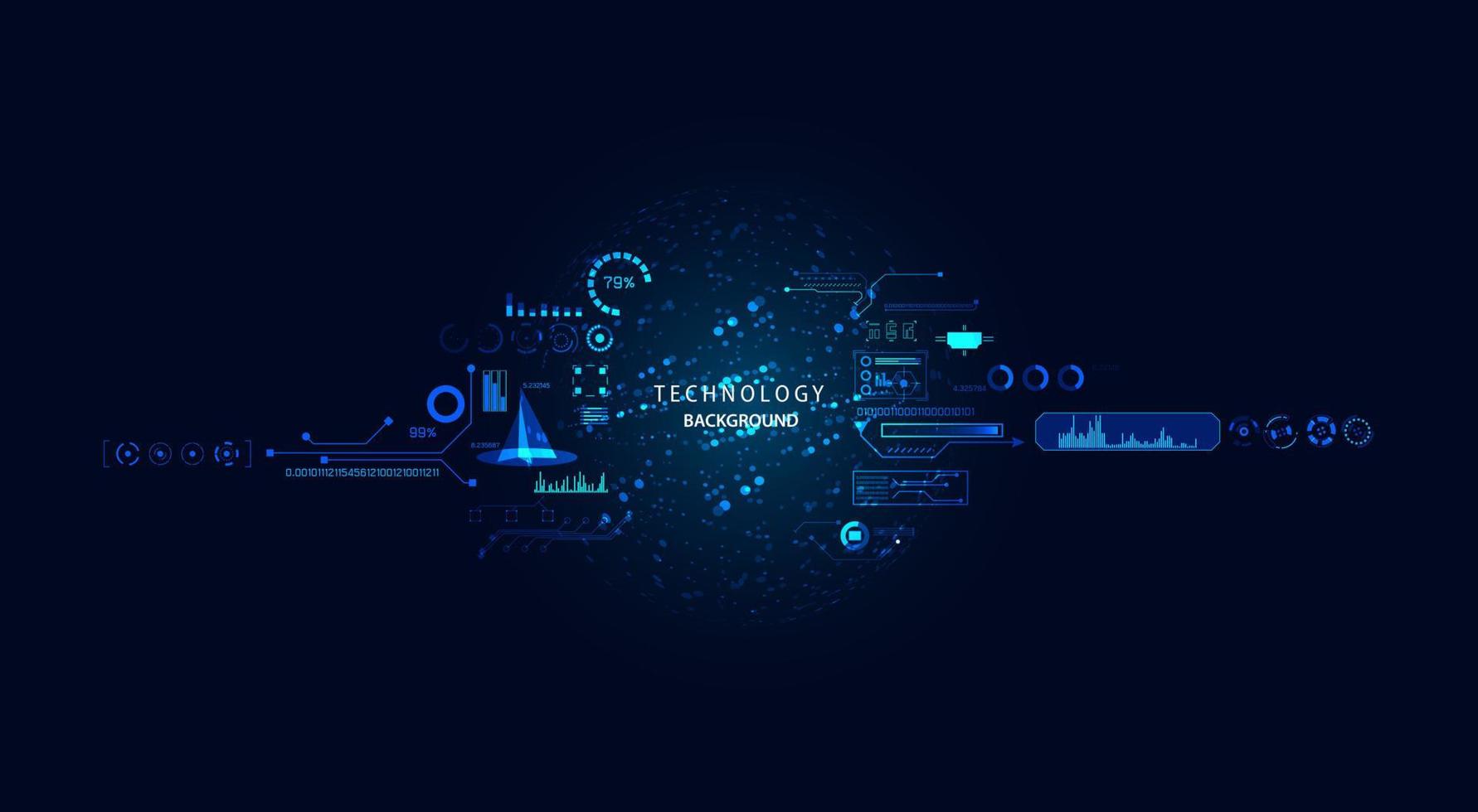 Abstract HUD Interface Technology Modern Futuristic Computer System or Circuit Concept Background vector