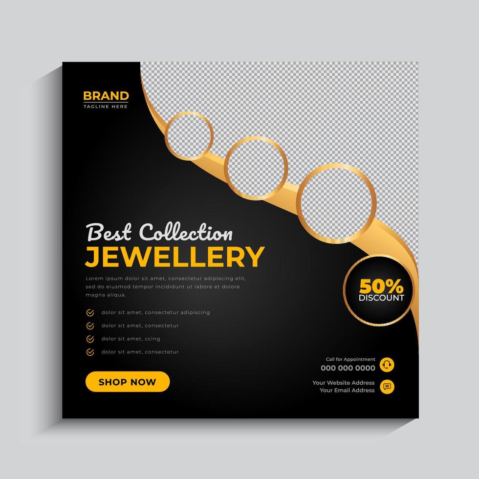 Jewelry social media post template vector