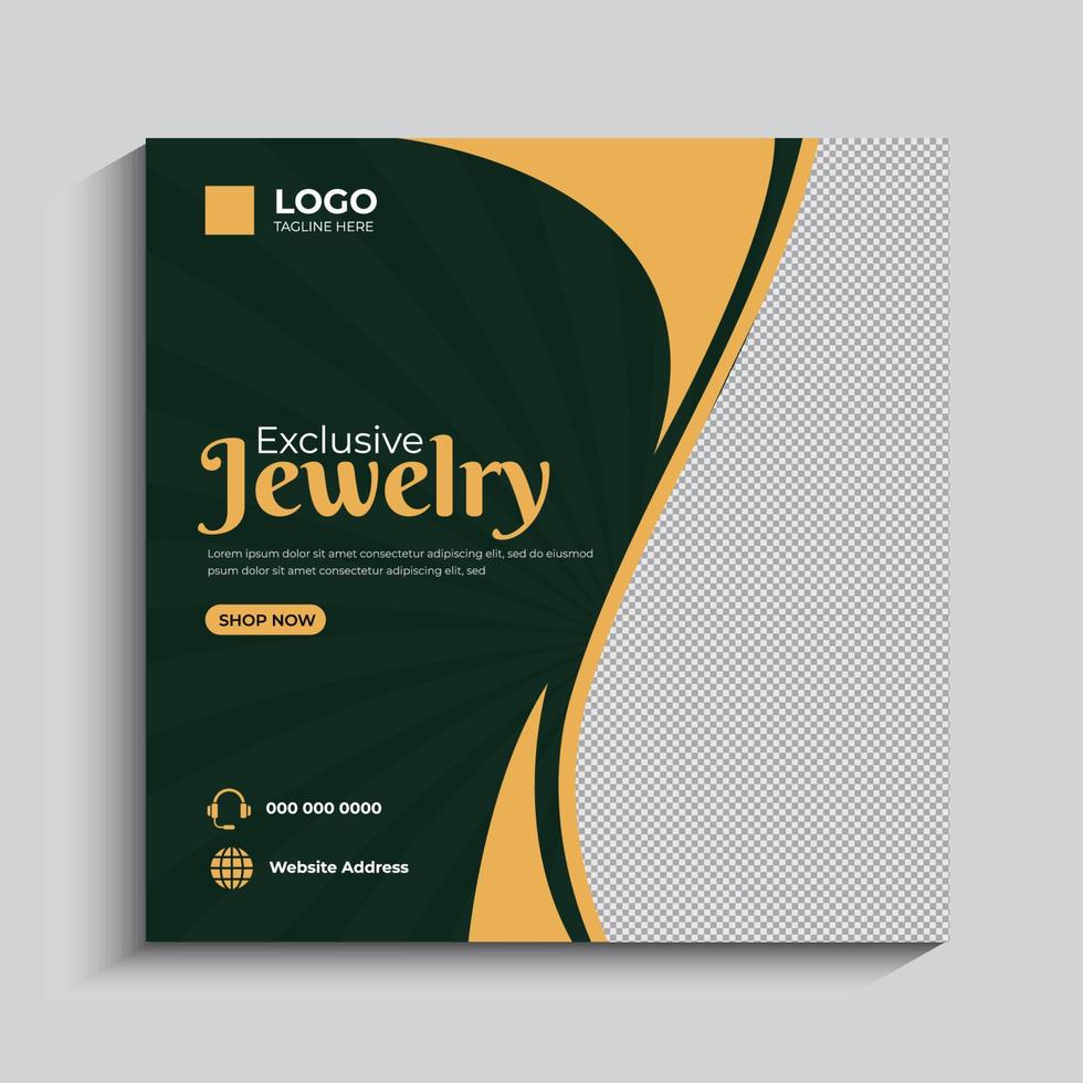 Jewelry social media post template vector