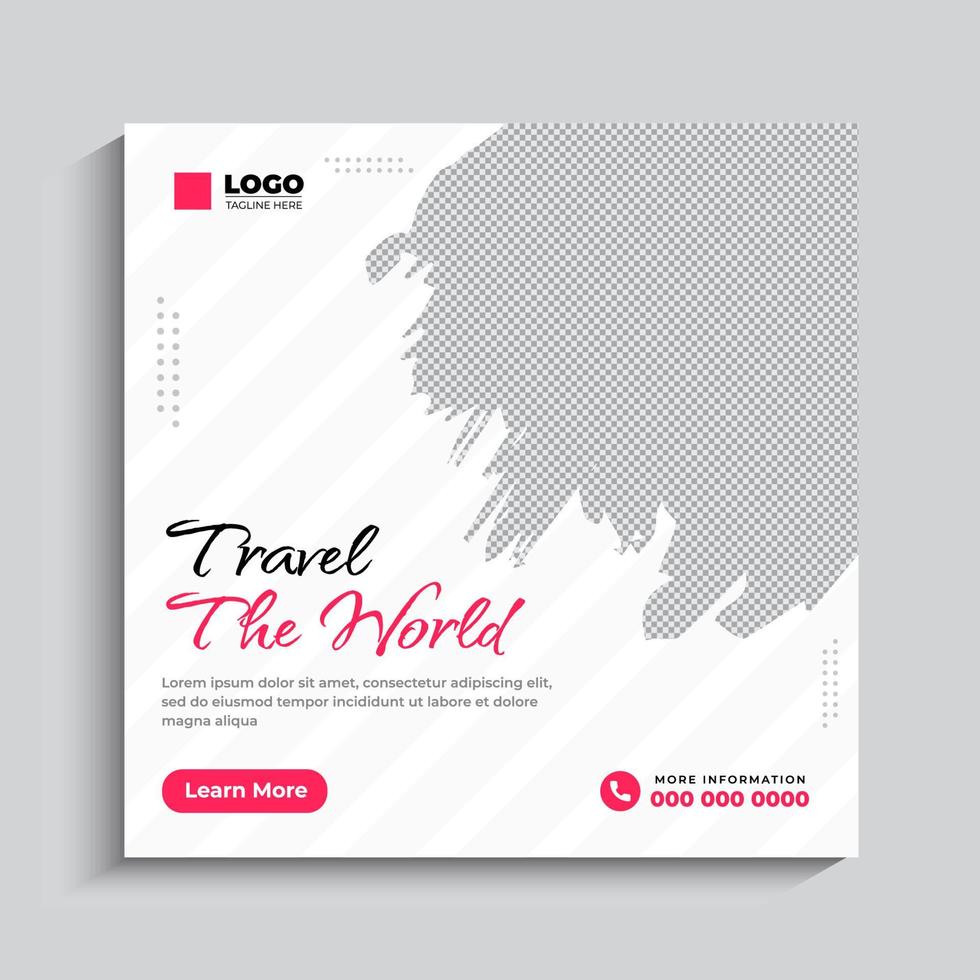 Tour and Travel Social Media Post Template Design vector