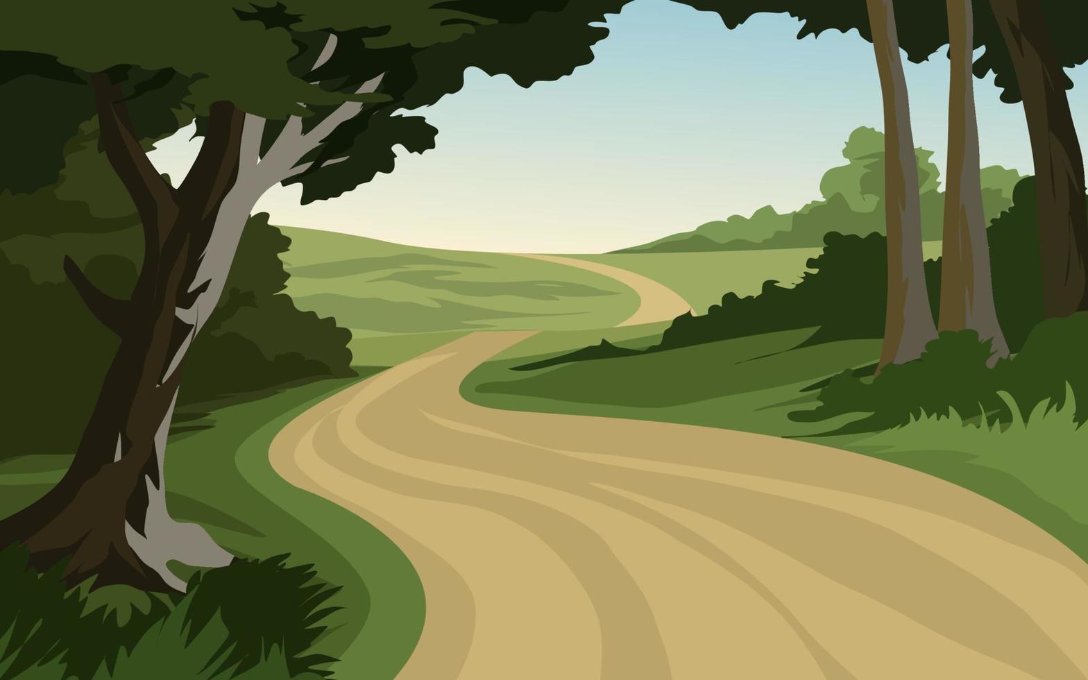 Vector rural forest nature landscape