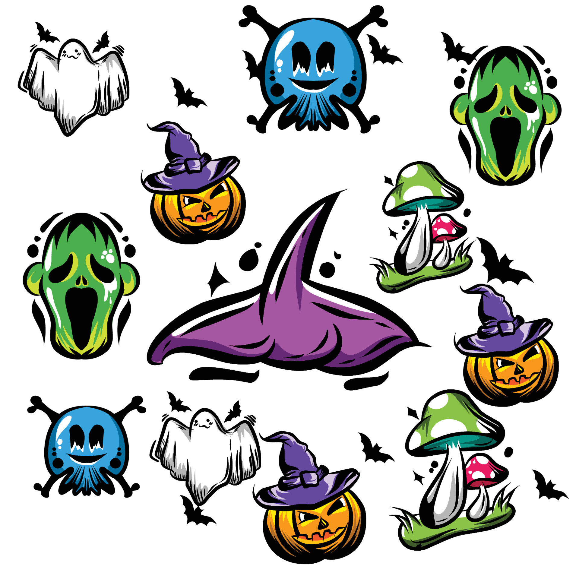 happy helloween on halloween vector doodle element .hallowen